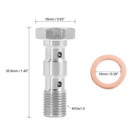 X AUTOHAUX 1 Set M10x1.0 Metric Thread Double Banjo Bolt Brake Fitting Adapter with Washers for Motorcycle Car