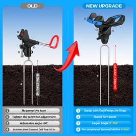 PLUSINNO 1/2/4 Pack Fishing Rod Holder for Ground, Upgraded Rod Holders for Bank Fishing, 360 Degree Adjustable Fishing Rod Holder Equipment, Fishing Gear Gifts for Men.