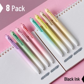 Mr. Pen- Retractable Gel Pens, 8 Pack, Black Ink, Pastel Barrel Gel Pens, Gel Pens Fine Point 0.5mm, Retractable Pens, Cute Pens, Gel Ink Pens, Aesthetic Pens for Journaling Fine Tip Pens