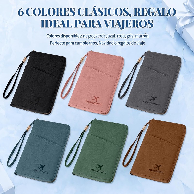Porta Pasaporte Familiar con Bloqueo RFID (Negro)