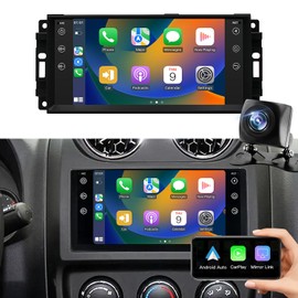 Upgrade Android Car Radio for Jeep Wrangler JK 2007-2018, Compass Patriot Dodge RAM 1500/2500 2009-2012, Touch Screen Car Stereo, Wirelss Carplay Android Auto, GPS Navigator, WiFi, FM, Backup Camera