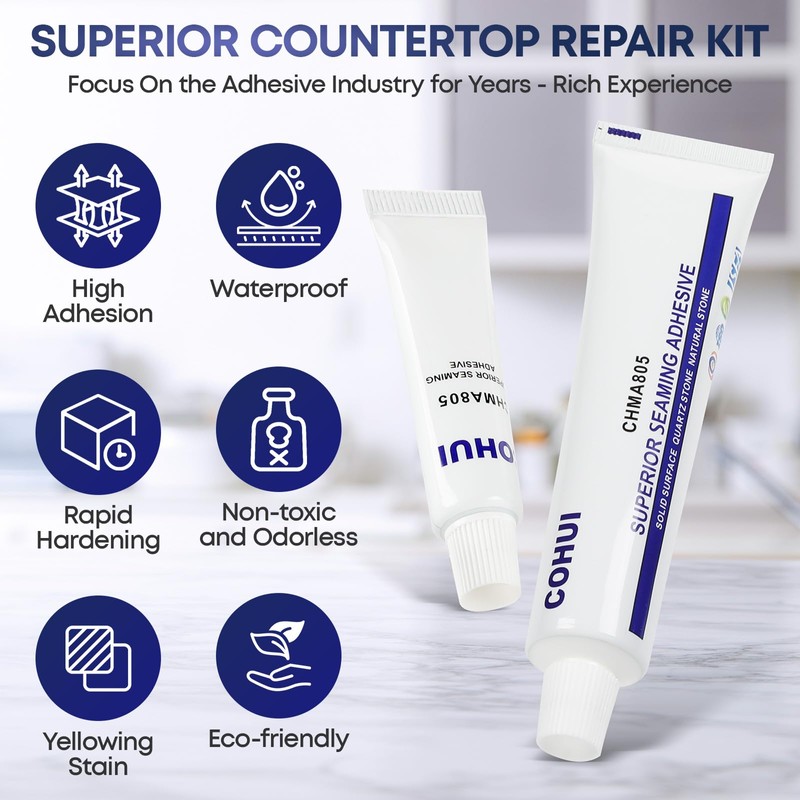 Marble and Granite Repair Kit (White) - 30-Min Quick-Drying Quartz