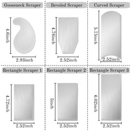 ZAVOOS 7 Pack Cabinet Scraper Burnisher Set, Multi-shaped Card Scrapers with Burnishing Tool, High Strength Wood Scraping Tools for Woodworking, Including 3 Rectangle 1 Beveled 1 Curved 1 Gooseneck