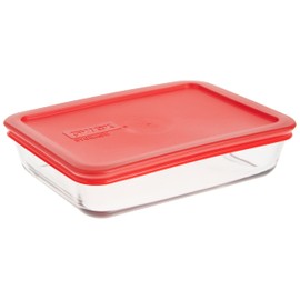 Pyrex 1075430 Refractario para Almacenamiento Capacidad 3 Tazas Tapa Roja