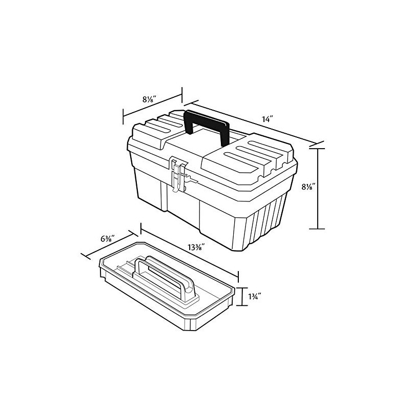 Akro-Mils 9514 14-Inch ProBox Plastic Tool Box, Red