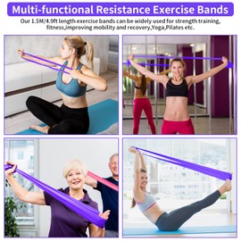 Fitness Bands Exercise Band with Carry Bag & Exercise Instructions for Yoga, Pilates, Strength Training Physiotherapy (Purple)