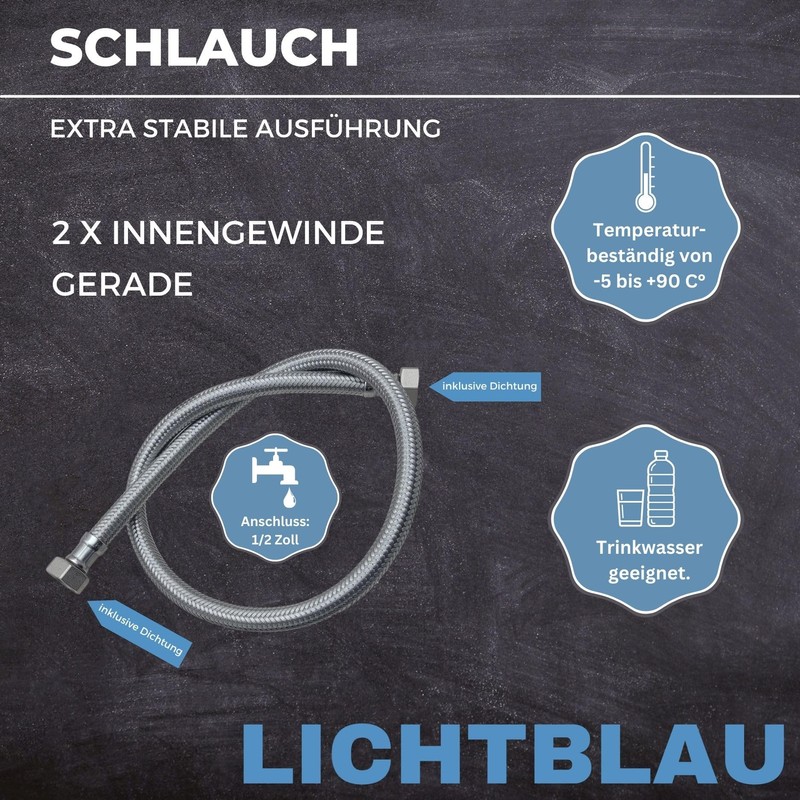 LICHTBLAU Kink Resistant Stainless Steel Hose I 35 cm I