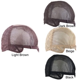 Doubel Swiss Lace Wig Cap for Making Wigs with Adjustable Straps on the Back Glueless Hairnets (Light Brown, Large 23.5inch)