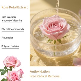 Kustie Rose Anti-Aging Body Wash, Real Petals & Rose Oil, 24H Fragrance & Deep Moisturizing, Clear Free Radicals Cleanse Perfume Shower Gel for Sensitive & Dry Skin with Pump Bottle, 16.9 Fl Oz