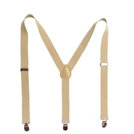 Trifong Men's Y-Shaped Suspenders, 1.0 inches (25 mm) x 3.9 inches (100 mm), Adjustable Length, Elastic, Solid, Strong, Hanging Band, for Women, Kids, Business, Casual, Sports, Khaki