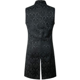 ZEROYAA Mens Gothic Steampunk Double Breasted Jacquard Brocade Vest Waistcoat Sleeveless Tailcoat ZLSV11 Black XX Large