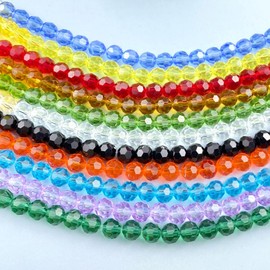 Tingoons 100 PCS 8mm Crystal Glass Beads Round Multiple Faceted Loose Spacer Glass Beads for DIY Handcrafte Bracelet Necklace Earring Jewelry Making(Transparent)