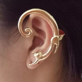 Unbranded Cute Cat Cuff Earring Wrap - Left Ear, Gold
