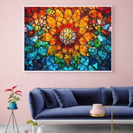 Diamond Art Kits for Adults Beginner, Stained Glass DIY Modern Diamond Painting Kits 5D Diamond Dots Gem Art Crafts with Tools Round Full Drill Funny Crafts for Home Wall Decor&Gift 12x16inch