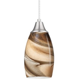 karyfine Mini Pendant Lights Kitchen Island Light Brown Glass Lamp Shade Hand Blown Glass Pendant Light with Brush Nickel Finish Adjustable Cord for Kitchen Over Sink, Dining Room (Light Brown-1P)