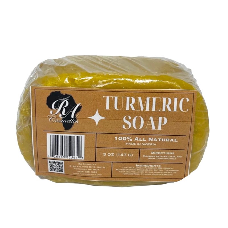 RA COSMETICS 100% Natural Turmeric Soap Bar for Face &