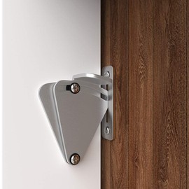 WINSOON Barn Door Lock Hardware Stainless Steel Sliding Privacy Latch for Closet Shed Pocket Doors Wood Gates –Brushed Nickel