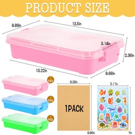 3 Pcs Plastic Sensory Bin Sand Tray with Lid 8 Stickers Portable Sandbox Container with Handle Clear Lid Stackable Play Tray for Storage Sand Toys Sand Arts Crafts Organizing