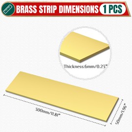 Uxney 1/4" x 2" x 12" Brass Bar Stock, 6x50x300mm Solid Brass Flat Bar for Knife Making, Scales, Spacers, DIY Crafts, Models and Repair