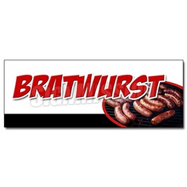 36" Bratwurst Decal Sticker Brats Beer Sauerkraut Sandwich bun Wisconsin eat