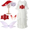 Mepase Renaissance Medieval Costume with Mushroom Hat Cinch Belt Fairy