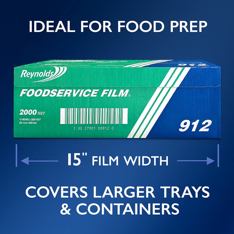 Reynolds 912 Foodservice Clear Plastic Wrap Film, 15 inch Width,