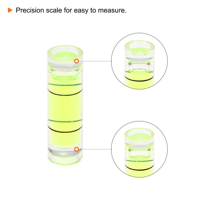 sourcing map 15pcs Small Cylindrical Bubble Level Vials 6x20mm PMMA
