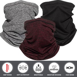 Zollen 4/3/1 Pack Neck Warmer Multi-Functional Windproof Neck Gaiter Snood for Men Women Face Tube Scarf Headwear