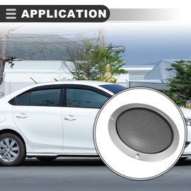 Motoforti Universal Speaker Grille Cover, 6.5 Inch, Metal Plastic, Silver Tone Black, 1 Pcs