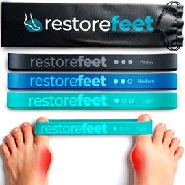 Pack of 3 - Training Bands with 3 Resistance Levels for Hallux Valgus Correction (Bunion) and Increased Mobility and Function of Your Feet | Includes Video Instructions with Exercises for Home Exercises