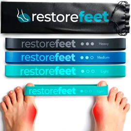 Pack of 3 - Training Bands with 3 Resistance Levels for Hallux Valgus Correction (Bunion) and Increased Mobility and Function of Your Feet | Includes Video Instructions with Exercises for Home Exercises