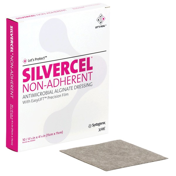 53900404 - Silvercel Non-Adherent Antimicrobial Alginate Dressing 4-1/4 x 4-1/4