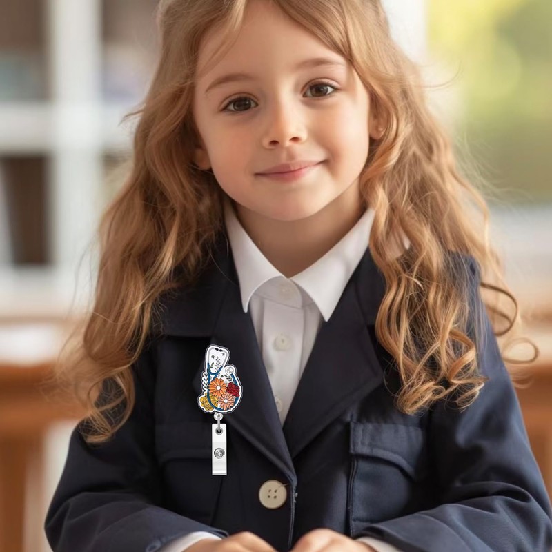Stethoscope Badge Reel,Cute Flora Acrylic Badge for ID Card Badge,Fun