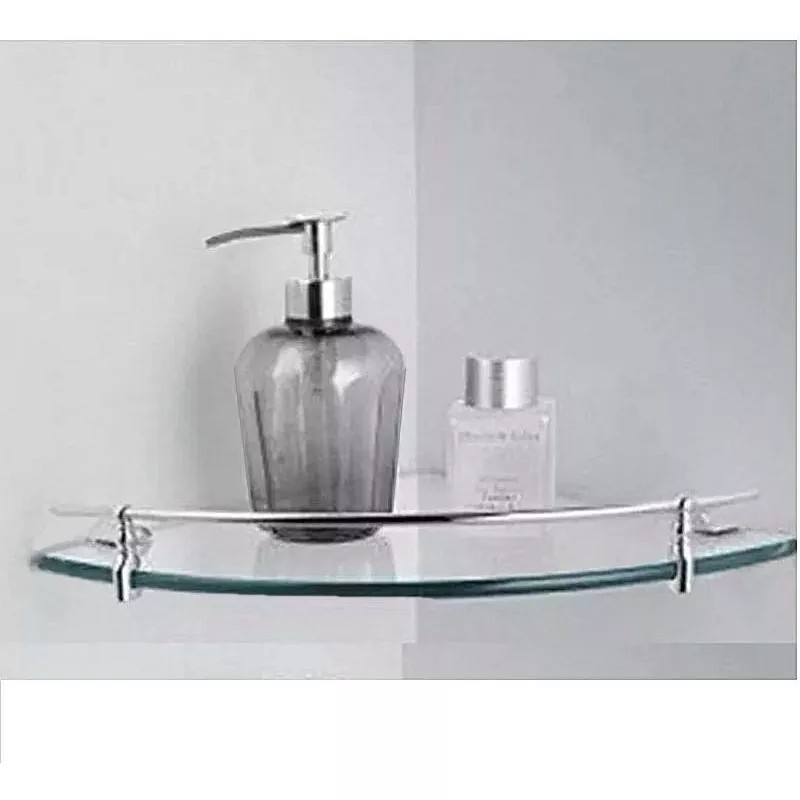 ArgenMex Set Baño 3 Repisas Esquineras Cristal + Toallero Doble