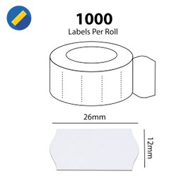 Swift 26 x 12 mm Price Gun Labels White 5 Rolls 5,000 Stickers CT4 Wavy Edge Pricemarking Tags Fits Many Pricing Labellers