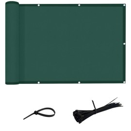 LOVE STORY Waterproof Balcony Privacy Screen Cover - Dark Green 3’ x15’ Opaque Fence Covering Privacy, 100% Polyester Fabric, UV Protection Shield for Apartment Railing,Outdoor Patio, Deck, Porch