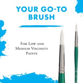 Princeton Artist Brush Summit, Brushes for Acrylic and Oil Series 6100, Round White Synthetic, Size 1