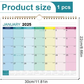 NOPKESV 1 Stück 18 Monats Kalender 2025 Familienplaner Wandkalender Paarkalender Jahreskalender Planung (A4 Querformat) (Regenbogen)