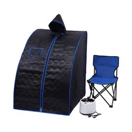 BJTDLLX Portable Steam Sauna Tent, Personal Sauna Blanket Kit with 1000W & 2L steam Generator, Home Personal Sauna Room Full Body Spa, Time & Temperature Remote Control, Black