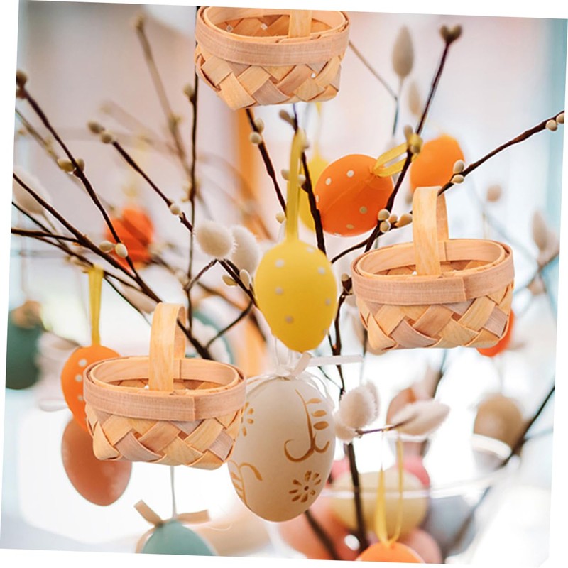 Levemolo 5pcs Handwoven Miniature Wooden Baskets Adorable Candy Holders for