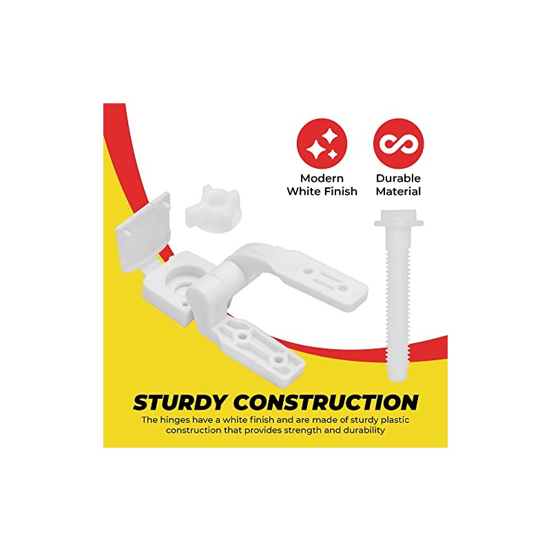 White Plastic Toilet Seat Hinge Replacement with Bolts Screw and