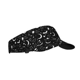 Gothic Goth Visor Hat,Moon and Sun Sports Sun Visor Hat, Adjustable Golf Hats for Women Men