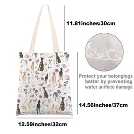 MYSOMY Greyhound Cottagecore Tote Bag Greyhound Lover Gift Greyhound Owner Gift Greyhound Dog Shoulder Bag (thin dog UK)