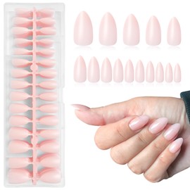 EternalClassic Soft Gel Nail Tips Acrylic Press on Nails Medium Almond, 240Pcs Fake Nails Almond Nails Tips, Pre-colored Gel Nail Tips, Nude Pink Press on Nails Full Cover False Nails Kit