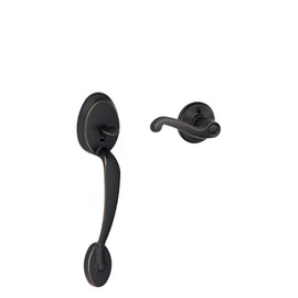 SCHLAGE Plymouth Front Entry Handle Flair Right-Handed Interior Lever (Aged Bronze) FE285 PLY 716 FLA RH