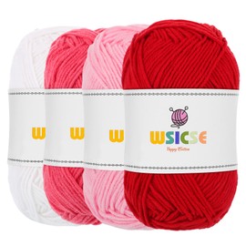 4 PCS Crochet Yarn, 560 Yard Soft Yarn for Crocheting Assorted Colors Fluffy Yarn for Crochet Hand Knitting Valentine's Day Gifts 1 Skein/140 Yard-Pink