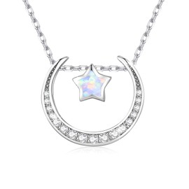 CUOKA MIRACLE Celtic Knot Pendant Opal Chain Silver 925 Claddagh Chain for Women Trinity Celtic Knot Chain Valentine's Day Gifts for Women, Sterling Silver, Opal