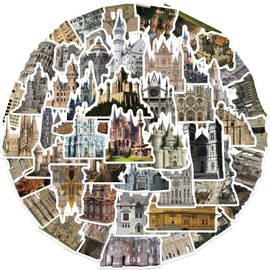 50 Pcs Medieval Castle Stickers for Kids Teens Adults Boys Girls Gift,Stickers Pack for Laptop,Skateboard,Luggage,Car,Bike, Cup,Computer,Water Bottle Decor,Castle Vinyl Waterproof Sticker Decals