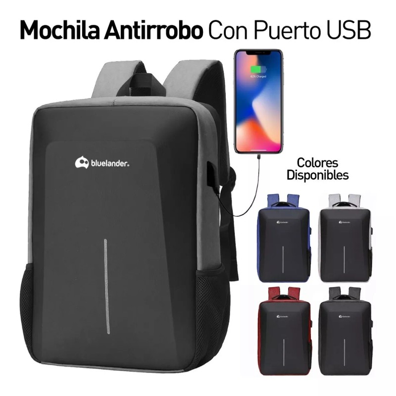 Bluelander Mochila Antirrobo De Gran Capacidad Cargador Usb Impermeable