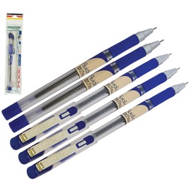 HAUSER Fluidic 5 x 0.7mm BLUE Acu-Flow Smooth Ballpoint Pens Soft Rubber Grip